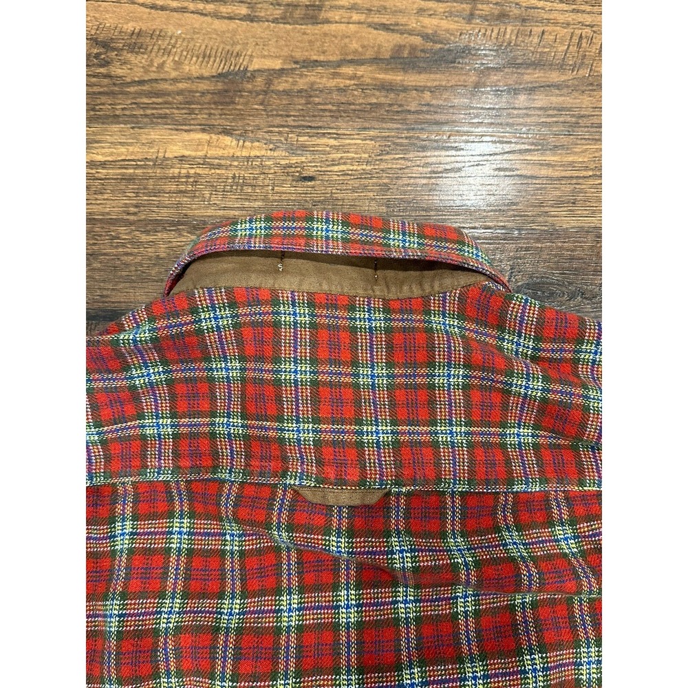 ORVIS Heavy Flannel Shirt Jacket Red Plaid Camp Shacket Pockets Cotton Mens L - Picture 9 of 10